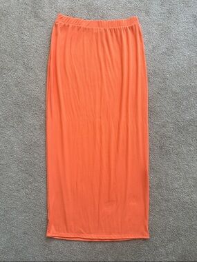 Women's Orange Maxi Pencil Skirt